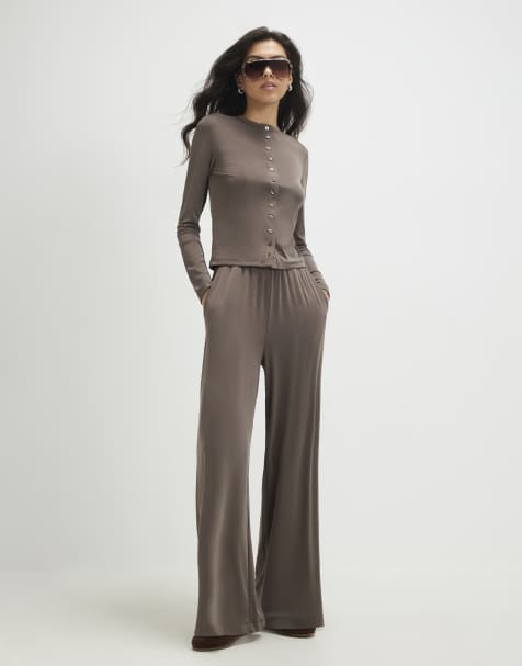 River Island Long sleeve soft touch top in brown - view 1