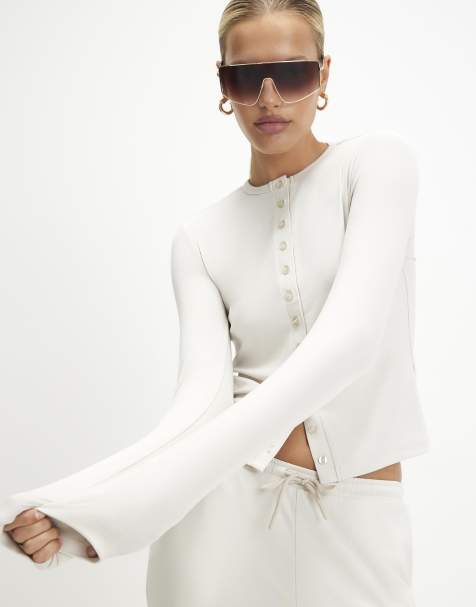 River Island Long sleeve soft touch top in cream - view 1