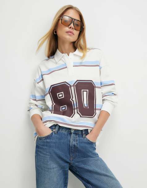 River Island Long sleeve stripe number sweatshirt in blue - light - view 1
