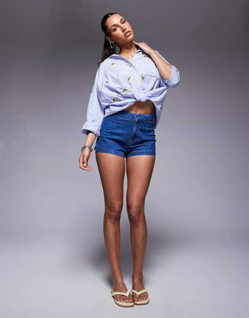 River Island long sleeve stripe shirt in light blue, 3 of 4
