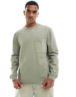 River Island long sleeve t-shirt in khaki