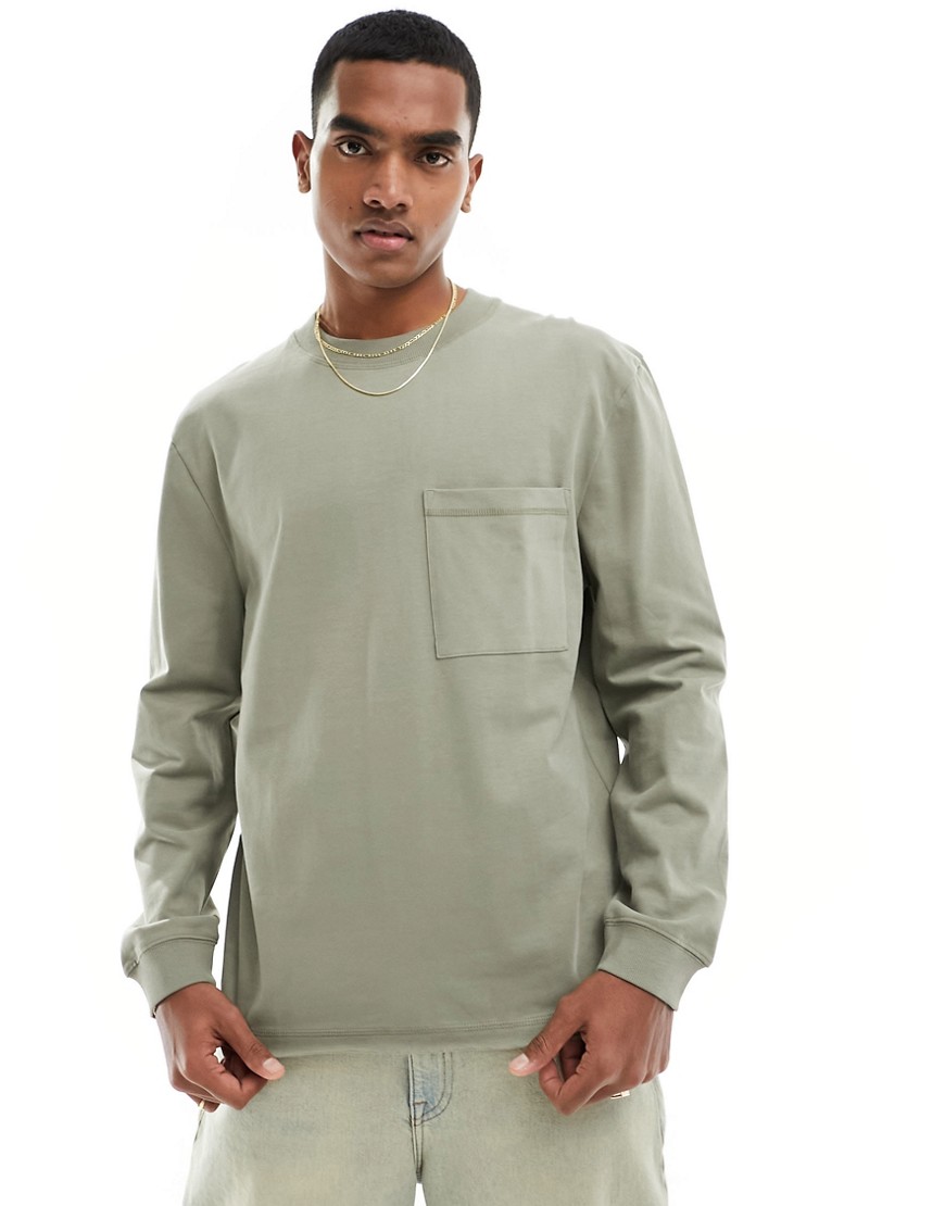 River Island long sleeve t-shirt in khaki-Green