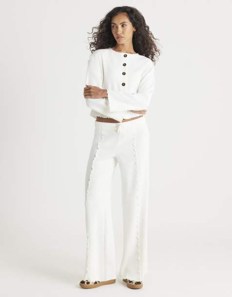 River Island Long sleeve top and trousers lounge set in cream - view 1