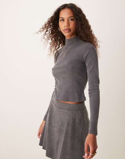 River Island long sleeve turtle neck top co-ord in dark grey - view 1