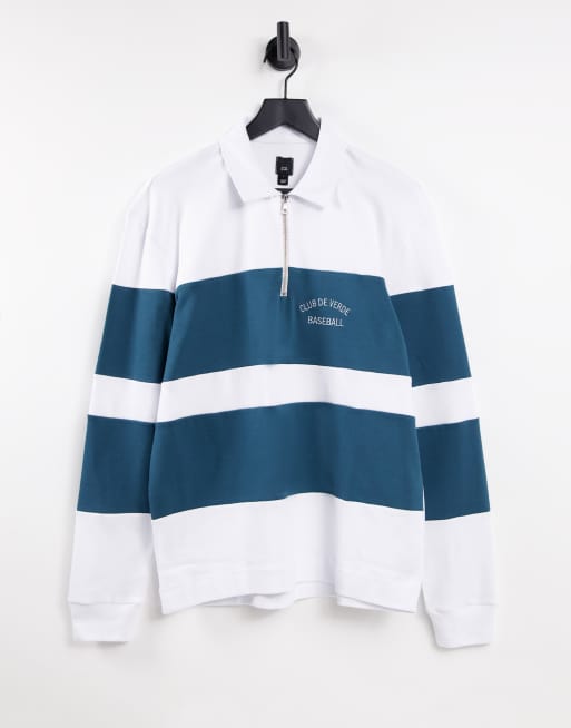 River Island long sleeved block rugby shirt
