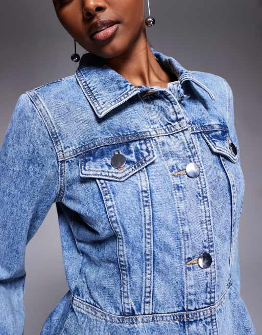 River Island long sleeved denim mini dress in light denim, 4 of 4