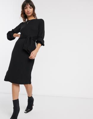 ribbed black dress long sleeve