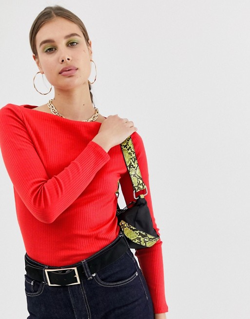 River Island long sleeved tee in red