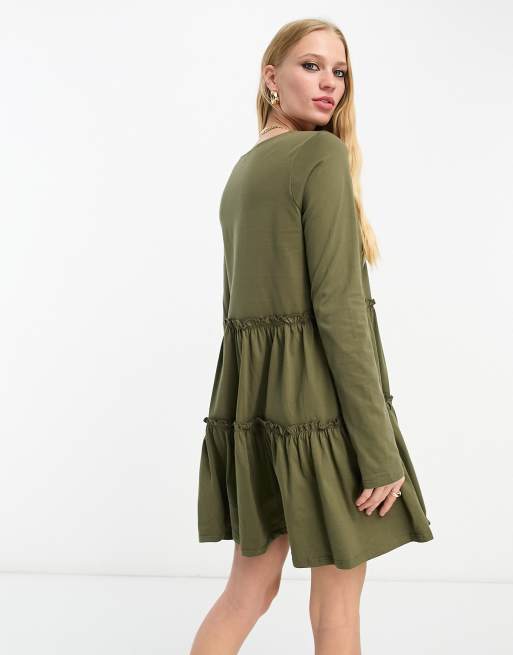 Long sleeve clearance tiered smock dress