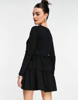 black tiered t shirt dress