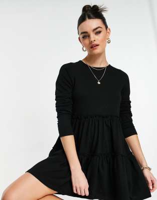 black tiered t shirt dress