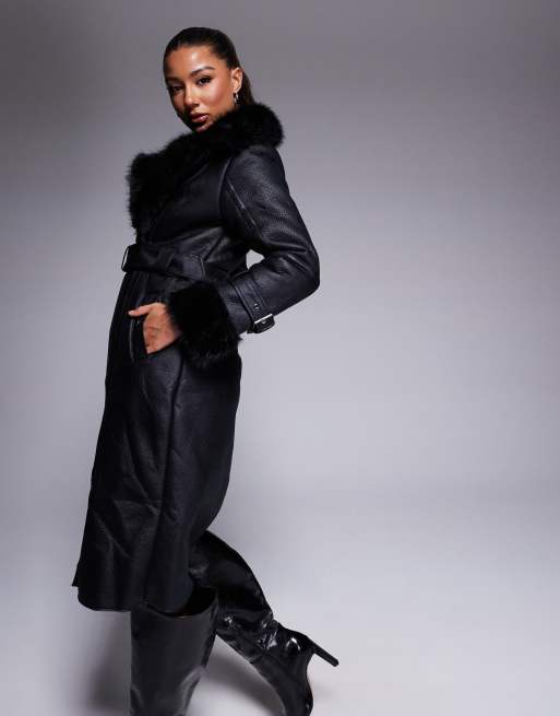 River Island – Longline-Bikerjacke in Schwarz ASOS