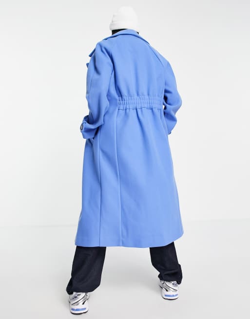 River island blue store longline coat