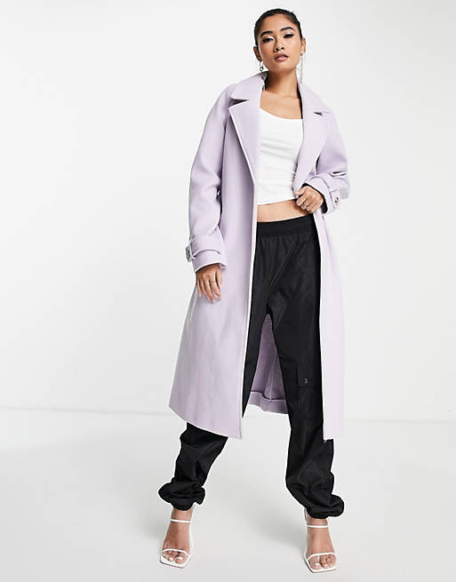 Women River Island longline duster coat in lilac 