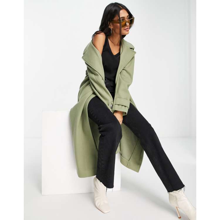 Olive green duster on sale jacket