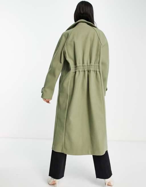 River Island longline duster coat in sage green