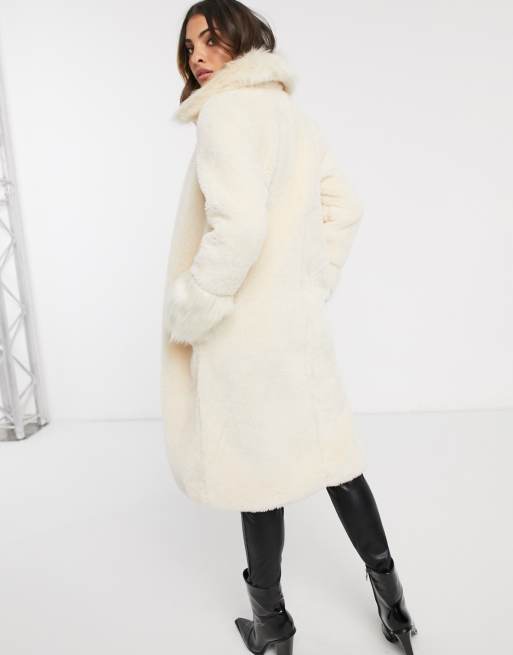 River island cream 2025 faux fur coat