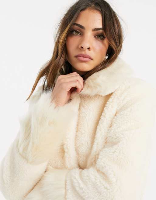 River island longline hot sale teddy coat