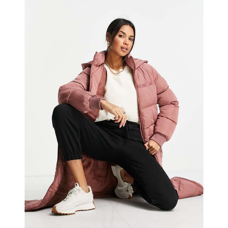 River island pink puffer on sale coat