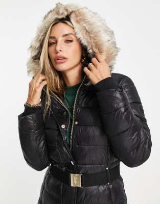 asos padded coat with fur hood