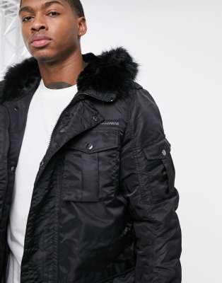 river island longline parka jacket in black