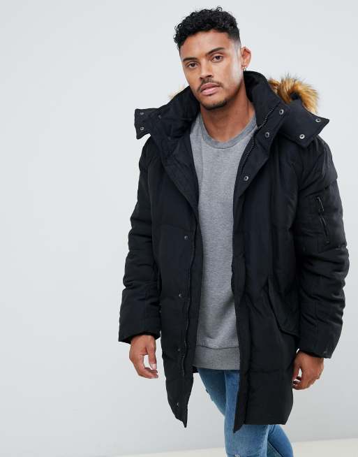 Mens longline hot sale parka coat