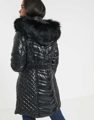 padded jacket with fur hood