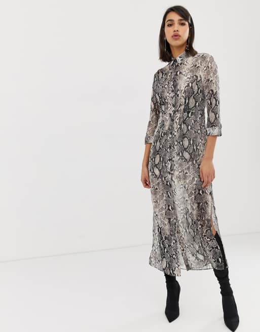 Long snake print store shirt dress