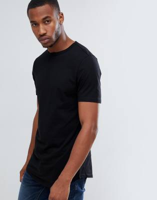 River Island longline t-shirt with curved hem in black