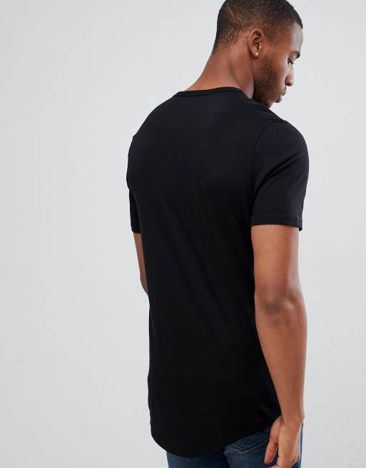 River Island longline t-shirt with curved hem in black, 2 of 4