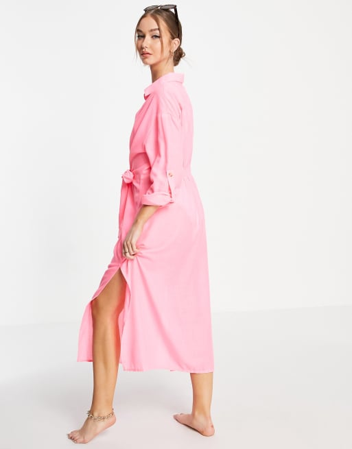 River island pink store shirt dress