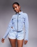 [River Island] River Island longsleeve corset jacket in light blue 6 DENIM - LIGHT
