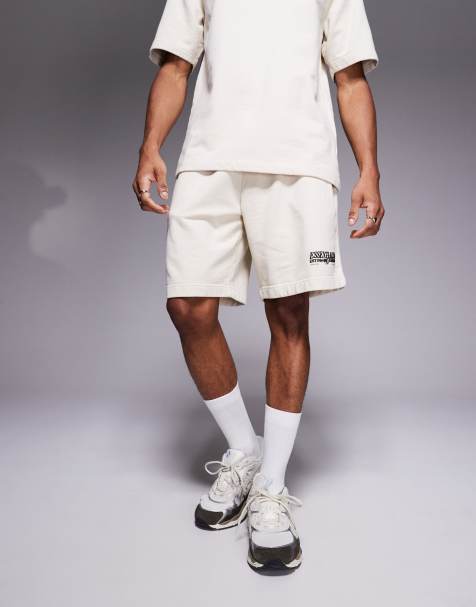 River Island loopback jersey shorts co-ord in ecru - view 1