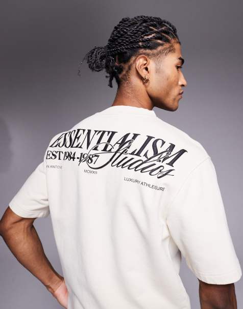 River Island loopback oversized t-shirt co-ord in ecru - view 1