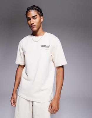 River Island Loopback Oversized T-shirt In Neutral
