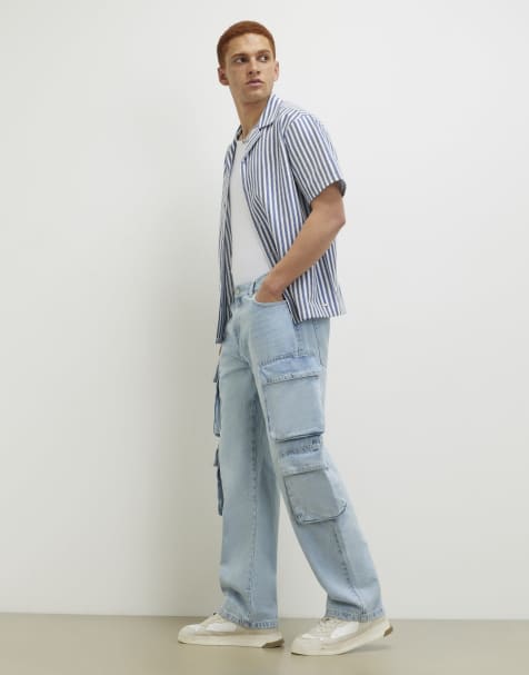 River Island Loose fit cargo jeans in blue - light - view 1