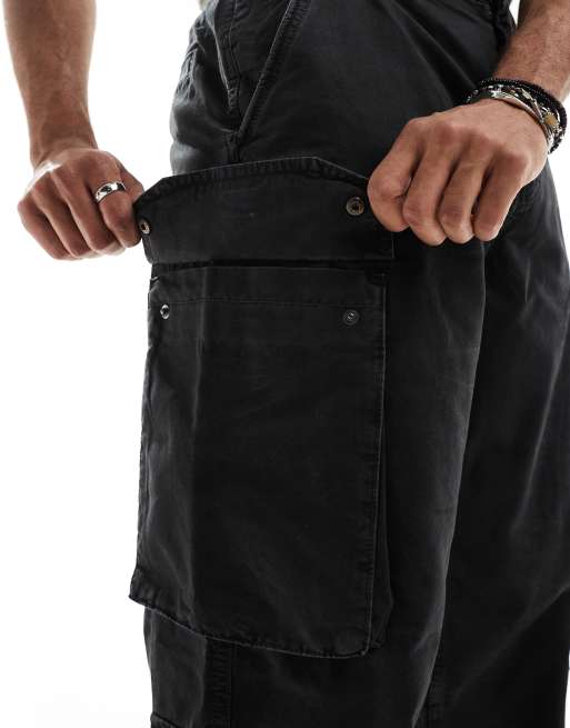 River Island loose fit cargo pants in black, 5 of 5