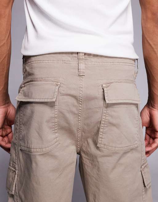 River Island loose fit cargo pants in stone, 5 of 5