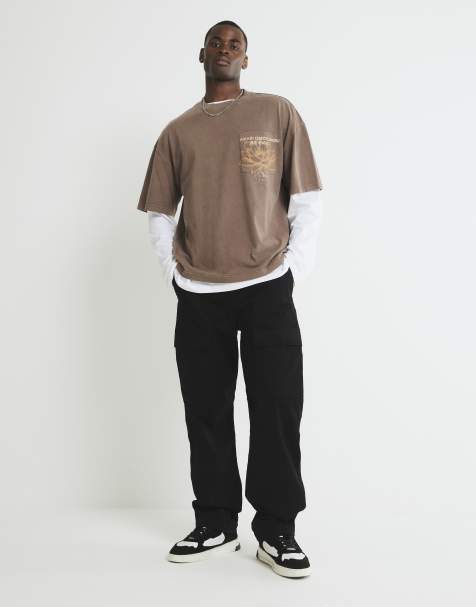 River Island Loose fit cargo trousers in black - view 1