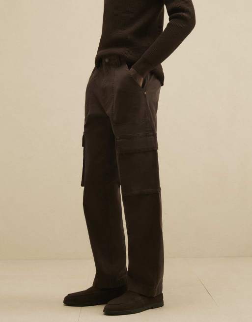 River Island Loose fit cargo trousers in brown, 2 of 4