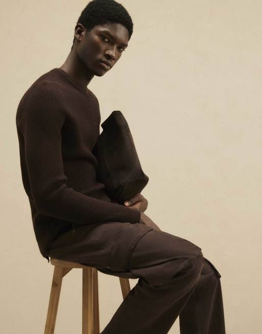 River Island Loose fit cargo trousers in brown, 3 of 4