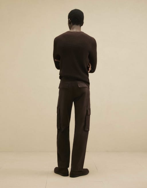 River Island Loose fit cargo trousers in brown, 4 of 4