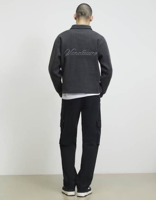 River Island Loose fit cotton cargo trousers in black, 4 of 4