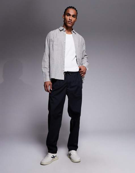 River Island loose fit elasticated pull on trousers in black - view 1