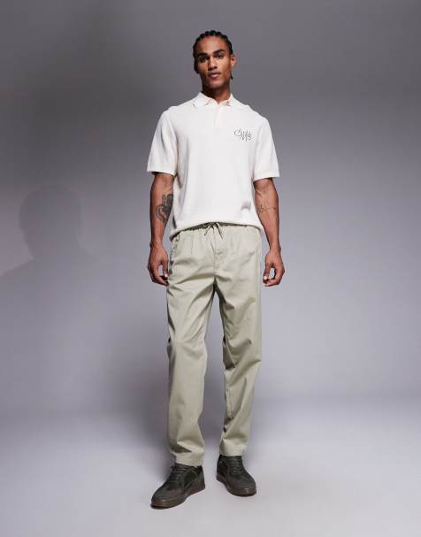 River Island loose fit elasticated pull on trousers in light stone - view 1