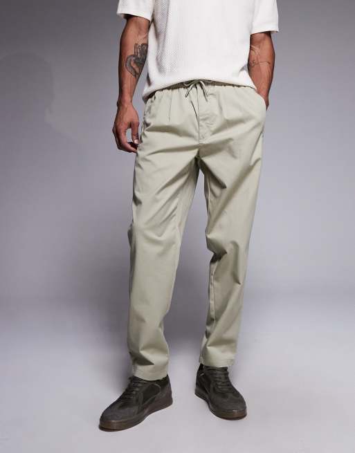 River Island loose fit elasticated pull on trousers in light stone, 2 of 5
