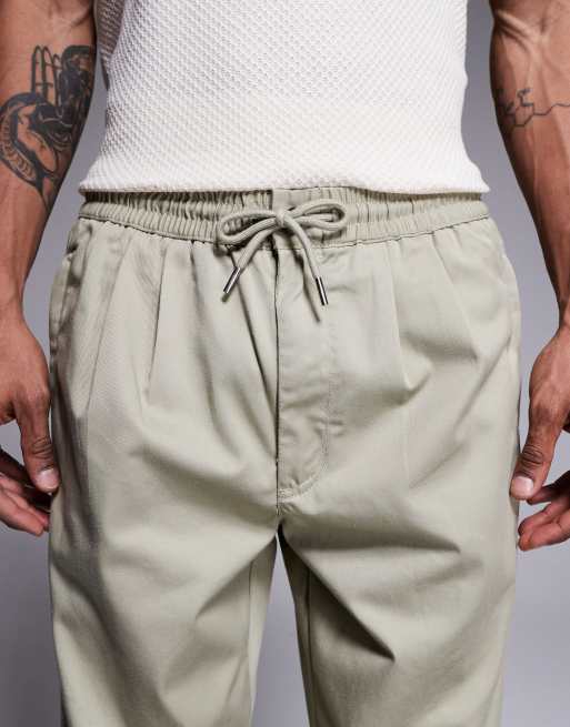 River Island loose fit elasticated pull on trousers in light stone, 4 of 5