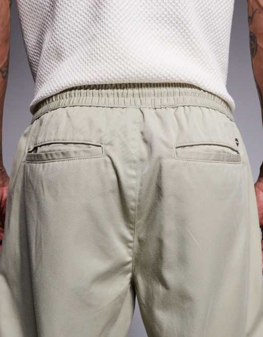 River Island loose fit elasticated pull on trousers in light stone, 5 of 5