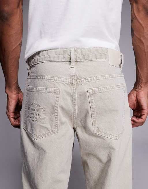 River Island loose fit jeans in light stone, 4 of 5