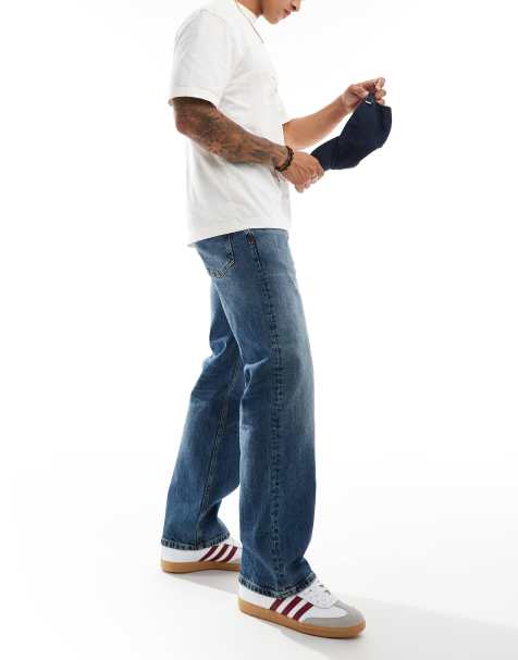River Island loose fit jeans in mid blue - view 1